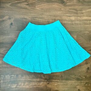 Arizona Jean Co Floral Lace Eyelet Skirt Elastic Waist Turquoise Women’s Size S